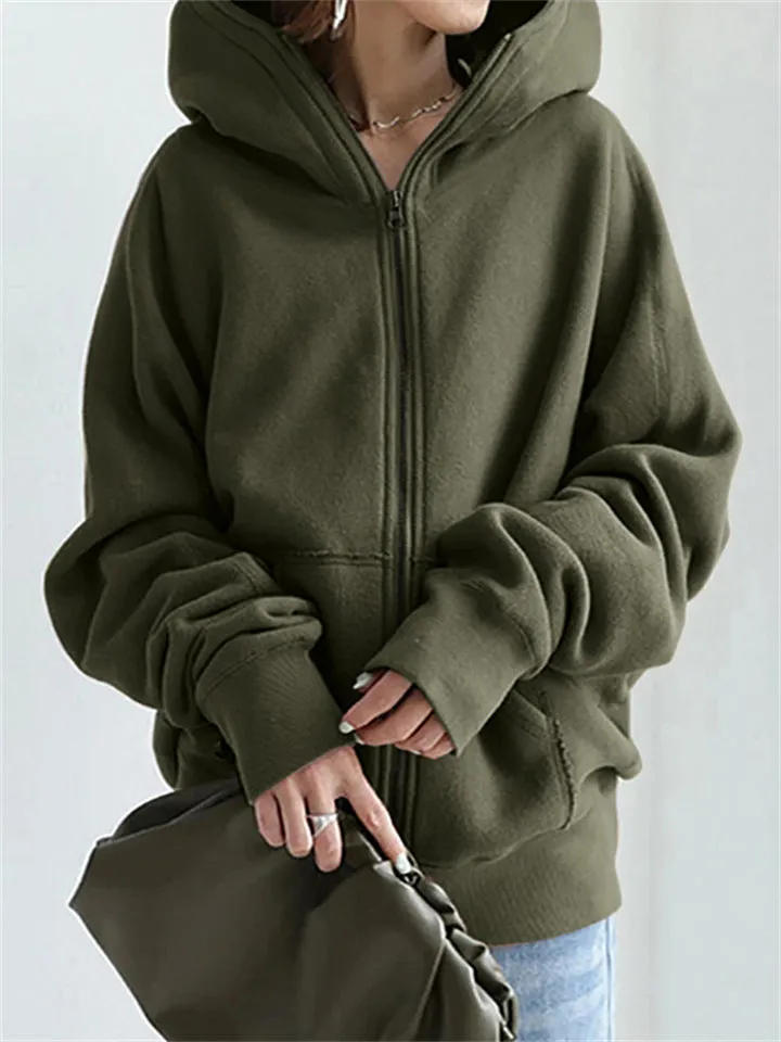 Women's Trendy Solid Plus Size Street Sports Hoodies