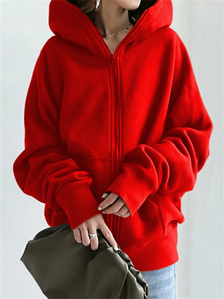 Women's Trendy Solid Plus Size Street Sports Hoodies