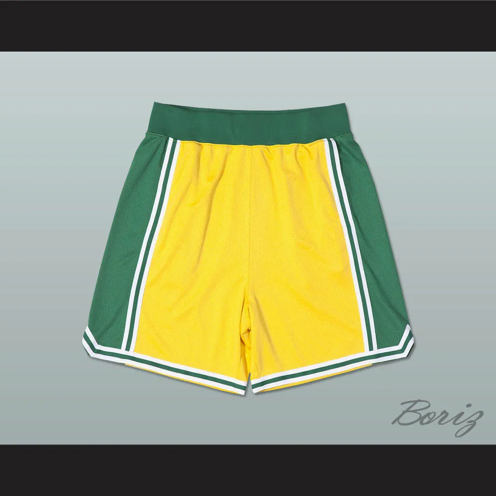 Yellow Green and White Basketball Shorts