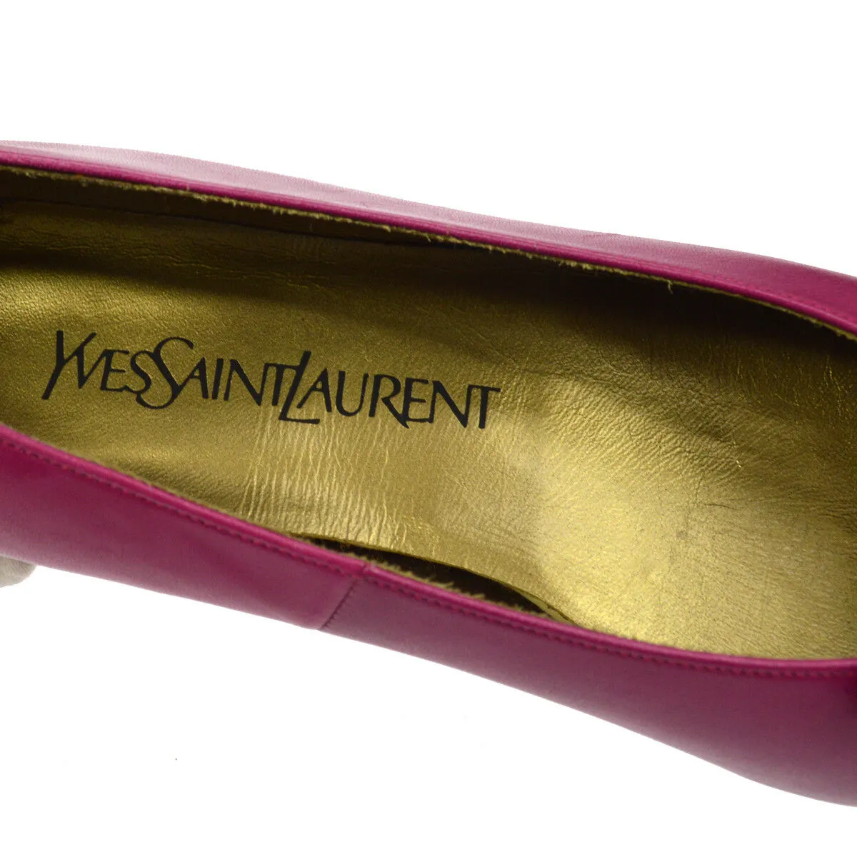Yves Saint Laurent Ribbon Motif Shoes Pumps Purple Vintage #36 Y03094f