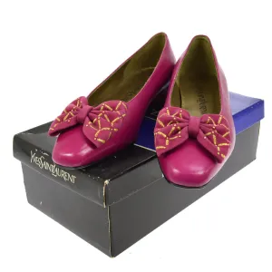 Yves Saint Laurent Ribbon Motif Shoes Pumps Purple Vintage #36 Y03094f