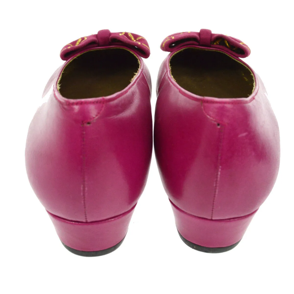Yves Saint Laurent Ribbon Motif Shoes Pumps Purple Vintage #36 Y03094f
