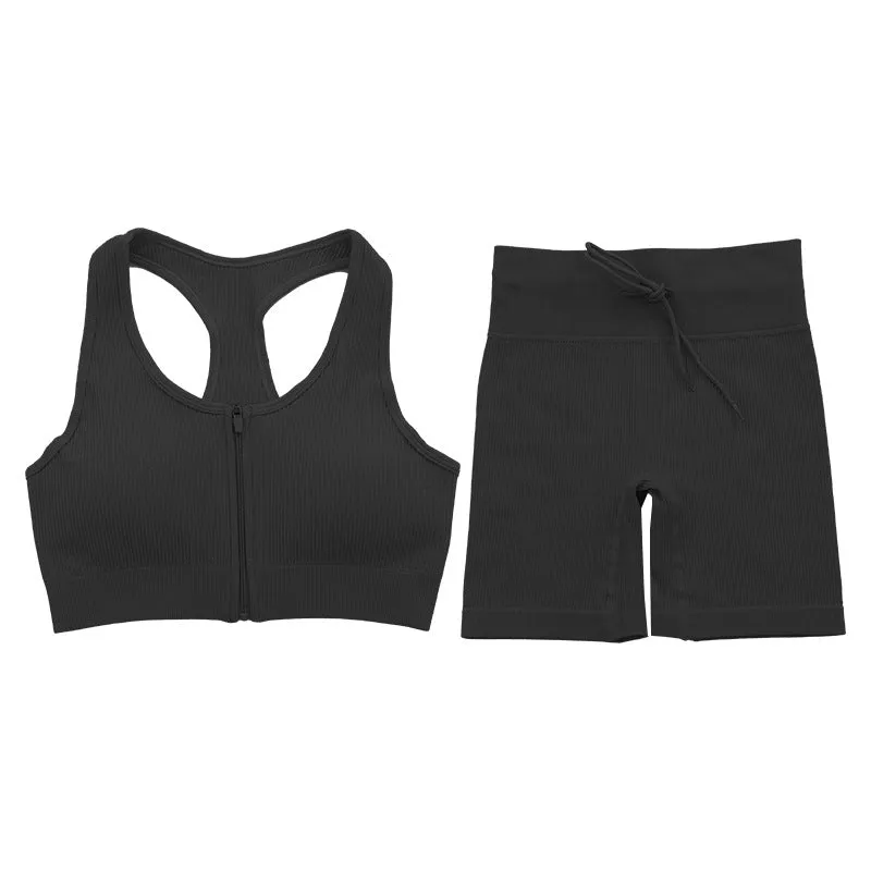 Zip Sports Bra and Shorts Set