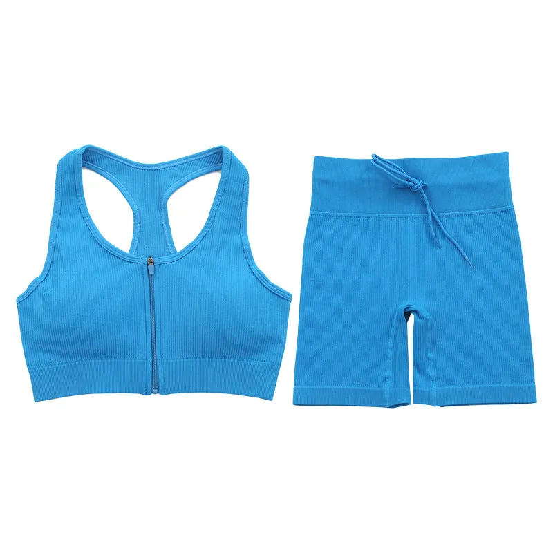 Zip Sports Bra and Shorts Set